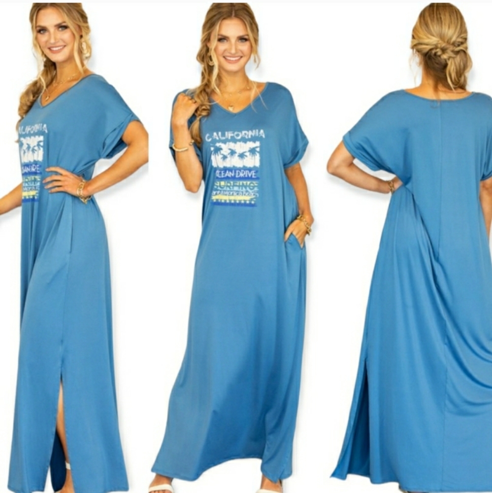 PLUS Blue Ninexis Maxi Dress